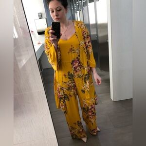 MINKPINK Vibrant Yellow Floral Jumpsuit- Size XS
